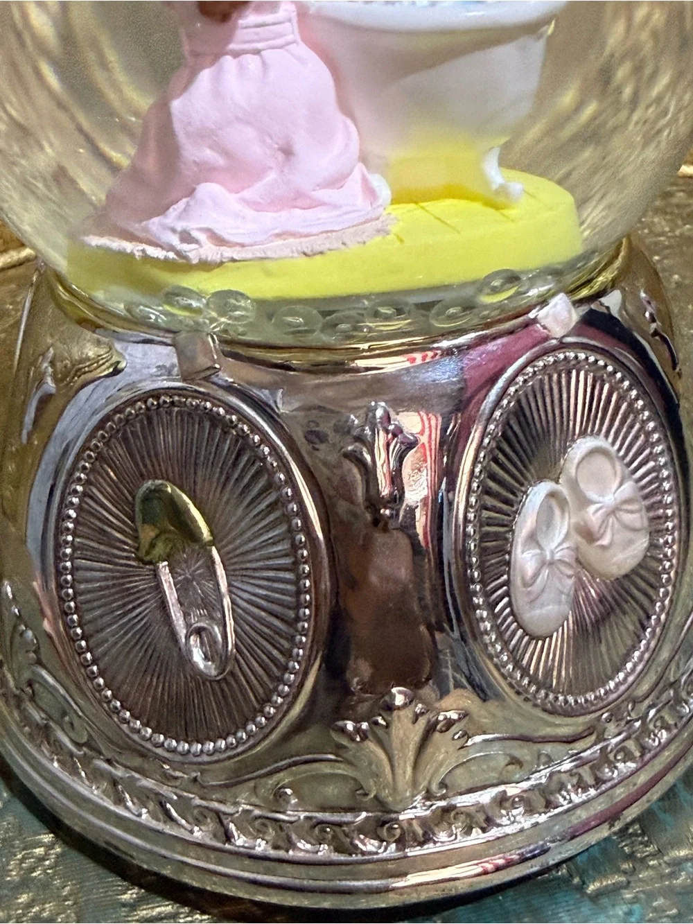Wallace Silver Globe Bath Time Baby bubbles Music box|You are my sunshine RARE